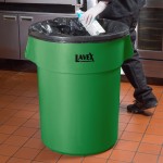 Lavex 55 Gallon Green Round Commercial Trash Can