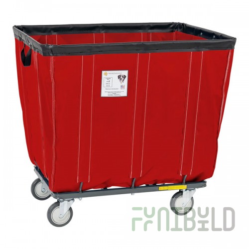 R&B Wire Products, Inc. 16 Bushel Red Fully Sewn Vinyl Basket Truck with Swivel Casters 416SOC/RD