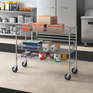 Regency Chrome Two Basket and One Shelf Utility Cart - 18 Regency Chrome Two Basket and One Shelf Utility Cart - 18