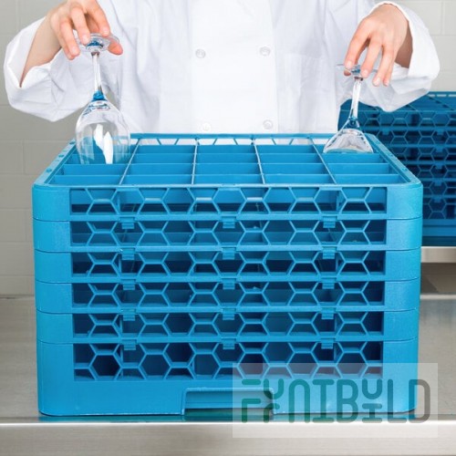 Carlisle RG25-514 OptiClean 25 Compartment Glass Rack with 5 Extenders