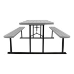 National Public Seating BMPT Series 6' Light Speckled Gray Folding Picnic Table with Black Frame