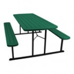 National Public Seating BMPT Series 6' Light Speckled Gray Folding Picnic Table with Black Frame