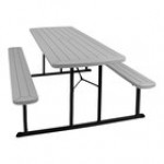 National Public Seating BMPT Series 6' Light Speckled Gray Folding Picnic Table with Black Frame