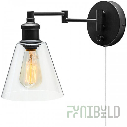 Globe Industrial Dark Bronze / Clear Glass Plug-In or Hardwire Wall Sconce - 120V, 60W