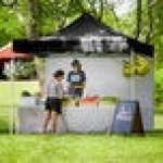Backyard Pro Courtyard Series 10' x 10' Black Straight Leg Aluminum Instant Pop Up Canopy Tent and Wall Kit