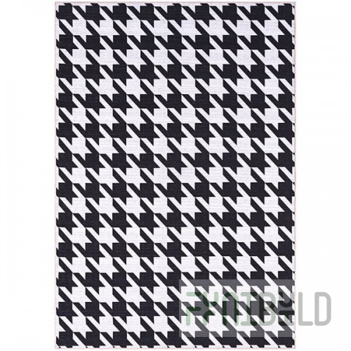Abani Parker Collection 4' x 6' Cream / Black Contemporary Geometric Houndstooth Area Rug