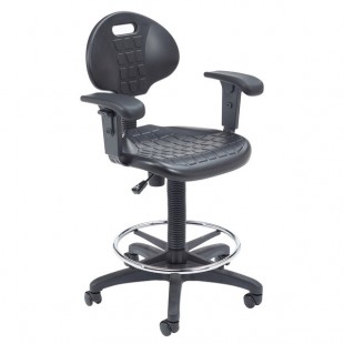 National Public Seating 6722HB-A Kangaroo Swivel Industrial Stool with Foot Ring and Arms
