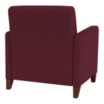 Lesro Ravenna Open House Wine Fabric Oversized Guest Arm Chair with Walnut Wood Legs