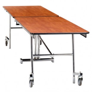 National Public Seating MT10-PWPECR 10' Rectangular Mobile Plywood Cafeteria Table with Chrome Frame and ProtectEdge