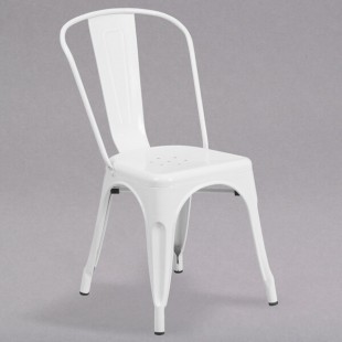 Flash Furniture CH-31230-WH-GG White Stackable Galvanized Steel Chair with Vertical Slat Back and Drain Hole Seat Flash Furniture CH-31230-WH-GG White Stackable Galvanized Steel Chair with Vertical Slat Back and Drain Hole Seat