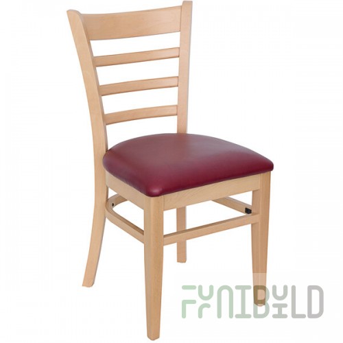 BFM Seating Berkeley Natural Beechwood Ladder Back Side Chair with 2