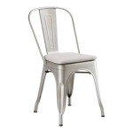 Lancaster Table & Seating Alloy Silver Indoor Cafe Chair with Gray Fabric Magnetic Cushion Lancaster Table & Seating Alloy Silver Indoor Cafe Chair with Gray Fabric Magnetic Cushion