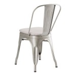 Lancaster Table & Seating Alloy Silver Indoor Cafe Chair with Gray Fabric Magnetic Cushion Lancaster Table & Seating Alloy Silver Indoor Cafe Chair with Gray Fabric Magnetic Cushion