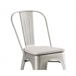 Lancaster Table & Seating Alloy Silver Indoor Cafe Chair with Gray Fabric Magnetic Cushion Lancaster Table & Seating Alloy Silver Indoor Cafe Chair with Gray Fabric Magnetic Cushion