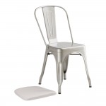 Lancaster Table & Seating Alloy Silver Indoor Cafe Chair with Gray Fabric Magnetic Cushion Lancaster Table & Seating Alloy Silver Indoor Cafe Chair with Gray Fabric Magnetic Cushion