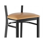 Lancaster Table & Seating Black Finish Side Chair with Light Brown Vinyl Seat and Mahogany Wood Back - Assembled Lancaster Table & Seating Black Finish Side Chair with Light Brown Vinyl Seat and Mahogany Wood Back - Assembled