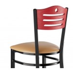 Lancaster Table & Seating Black Finish Side Chair with Light Brown Vinyl Seat and Mahogany Wood Back - Assembled Lancaster Table & Seating Black Finish Side Chair with Light Brown Vinyl Seat and Mahogany Wood Back - Assembled