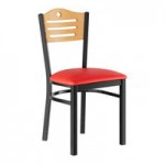 Lancaster Table & Seating Black Finish Side Chair with Light Brown Vinyl Seat and Mahogany Wood Back - Assembled Lancaster Table & Seating Black Finish Side Chair with Light Brown Vinyl Seat and Mahogany Wood Back - Assembled