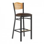 Lancaster Table & Seating Black Finish Side Chair with Light Brown Vinyl Seat and Mahogany Wood Back - Assembled Lancaster Table & Seating Black Finish Side Chair with Light Brown Vinyl Seat and Mahogany Wood Back - Assembled