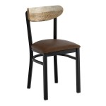 Lancaster Table & Seating Boomerang Black Finish Chair with Dark Brown Vinyl Seat and Driftwood Back