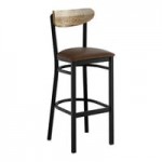 Lancaster Table & Seating Boomerang Black Finish Chair with Dark Brown Vinyl Seat and Driftwood Back