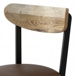 Lancaster Table & Seating Boomerang Black Finish Chair with Dark Brown Vinyl Seat and Driftwood Back