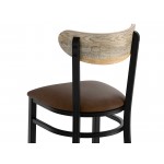 Lancaster Table & Seating Boomerang Black Finish Chair with Dark Brown Vinyl Seat and Driftwood Back