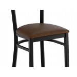 Lancaster Table & Seating Boomerang Black Finish Chair with Dark Brown Vinyl Seat and Driftwood Back