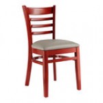 Lancaster Table & Seating Mahogany Finish Wood Ladder Back Chair with Black Vinyl Seat - Detached Seat