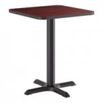 Lancaster Table & Seating Mahogany Finish Wood Ladder Back Chair with Black Vinyl Seat - Detached Seat