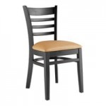 Lancaster Table & Seating Mahogany Finish Wood Ladder Back Chair with Black Vinyl Seat - Detached Seat