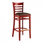 Lancaster Table & Seating Mahogany Finish Wood Ladder Back Chair with Black Vinyl Seat - Detached Seat