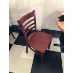 Lancaster Table & Seating Mahogany Finish Wood Ladder Back Chair with Black Vinyl Seat - Detached Seat