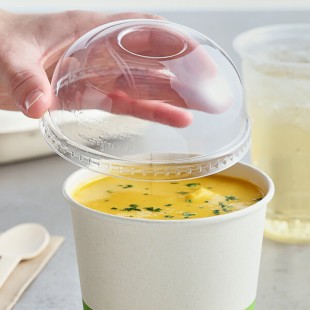 World Centric 12-32 oz. Clear Compostable PLA Domed Lid - 500/Case