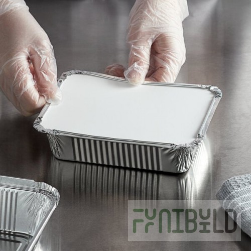 Choice 1.5 lb. Deep Oblong Foil Take-Out Container with Board Lid - 50/Pack