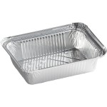Choice 1.5 lb. Deep Oblong Foil Take-Out Container with Board Lid - 50/Pack