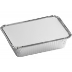 Choice 1.5 lb. Deep Oblong Foil Take-Out Container with Board Lid - 50/Pack