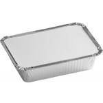Choice 1.5 lb. Deep Oblong Foil Take-Out Container with Board Lid - 50/Pack