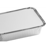 Choice 1.5 lb. Deep Oblong Foil Take-Out Container with Board Lid - 50/Pack
