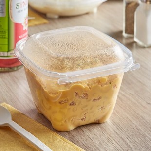 Inline Plastics Safe-T-Chef 32 oz. Tamper-Resistant, Tamper-Evident Square Hinged Container with Dome Lid - 224/Case
