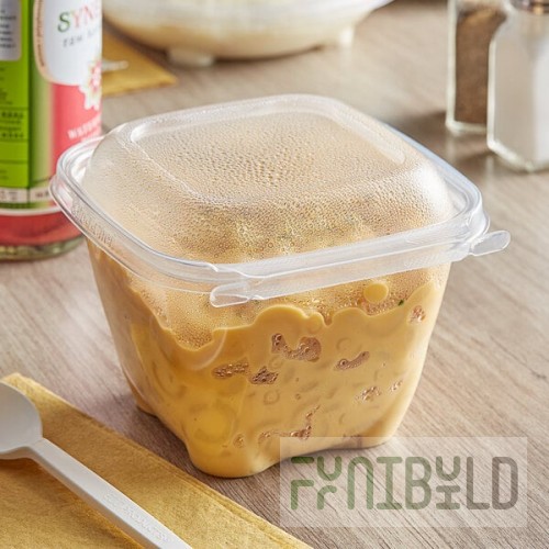 Inline Plastics Safe-T-Chef 32 oz. Tamper-Resistant, Tamper-Evident Square Hinged Container with Dome Lid - 224/Case