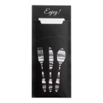 Dinex Black Enjoy Paper Cutlery Caddy with Napkin - 520/Case Dinex Black Enjoy Paper Cutlery Caddy with Napkin - 520/Case