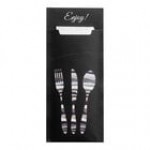 Dinex Black Enjoy Paper Cutlery Caddy with Napkin - 520/Case Dinex Black Enjoy Paper Cutlery Caddy with Napkin - 520/Case