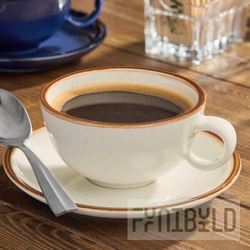 Acopa Keystone 8 oz. Vanilla Bean Porcelain Low Cup - Sample