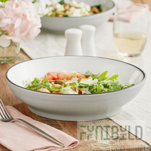 Acopa Embers 48 oz. Gray Matte Stoneware Pasta Bowl - Sample