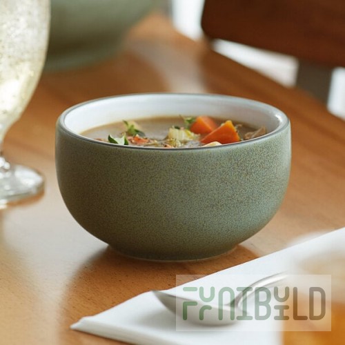 Acopa Embers 13 oz. Moss Green Matte Stoneware Bowl - Sample