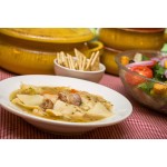 Acopa 10 oz. Ivory (American White) Wide Rim Rolled Edge Stoneware Soup Bowl - Sample Acopa 10 oz. Ivory (American White) Wide Rim Rolled Edge Stoneware Soup Bowl - Sample