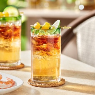 Acopa Tropic 16 oz. Cooler Glass with Green Rim - Sample Acopa Tropic 16 oz. Cooler Glass with Green Rim - Sample