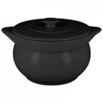 RAK Porcelain Chef's Fusion 40 oz. Volcano Black Porcelain Frying Pan - 6/Case