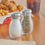 TableCraft Beehive 2 oz. Glass Salt and Pepper Shakers with Stainless Steel Tops - HBH2C - 2/Set TableCraft Beehive 2 oz. Glass Salt and Pepper Shakers with Stainless Steel Tops - HBH2C - 2/Set